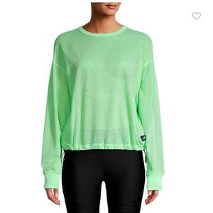 DKNY Sport Mesh Long-Sleeve Crop Pullover Top Size XL Mint Green